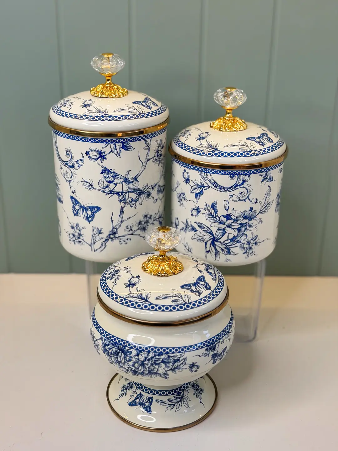 Maison Blue Kavanoz & Şekerlik Emaye Set